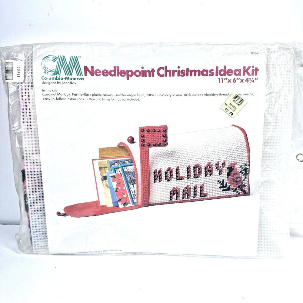 CM Needlepoint Christmas Mailbox Kit Holiday Mail Plastic Canvas‎ Vintage